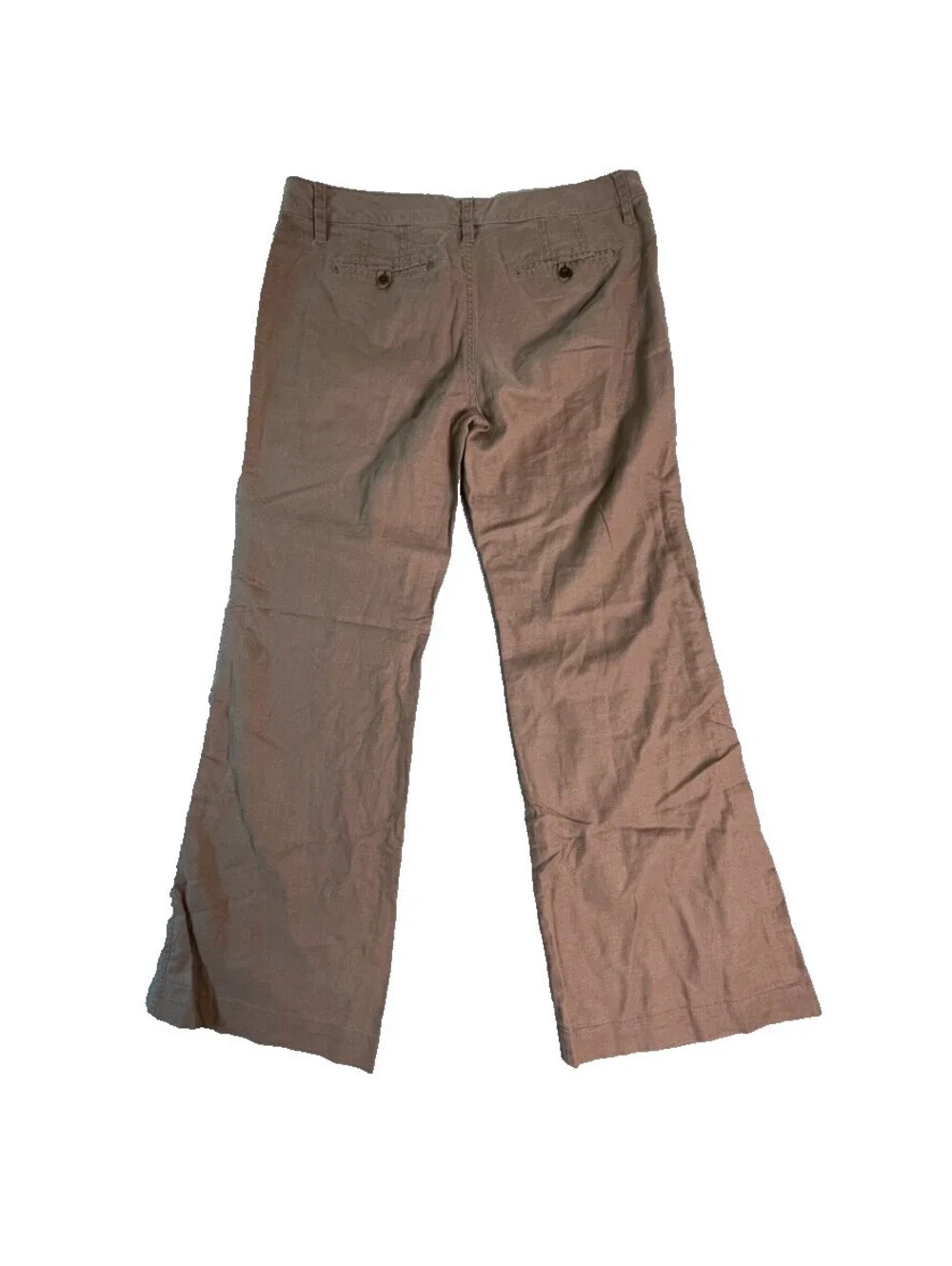 Banana Republic Ryan Fit Trousers Womens 10 Brown Linen Blend Wide Leg Low Rise